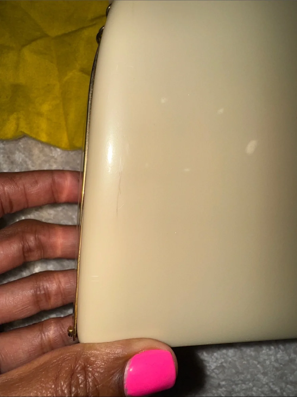 Cream Dome Clutch with Gold Chain Strap